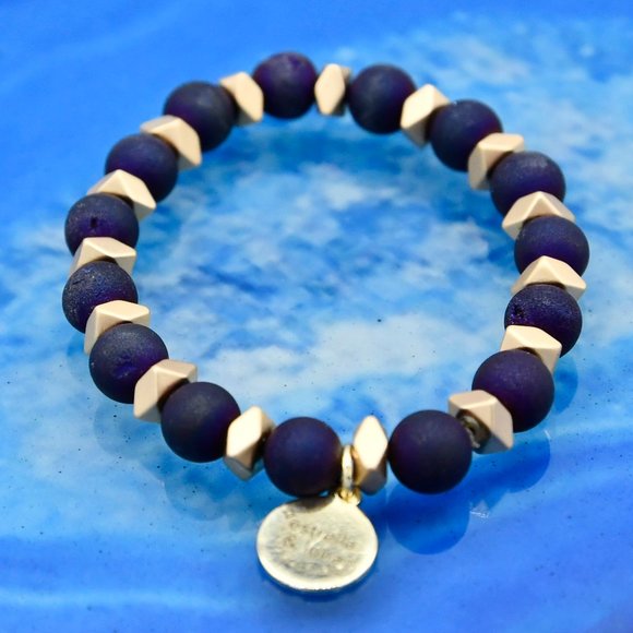 Estrella & Luna Jewelry - OOAK Purple Druzy Agate Stackable Bracelet